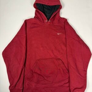2000s Nike Hoodie Red Logo Mens Medium